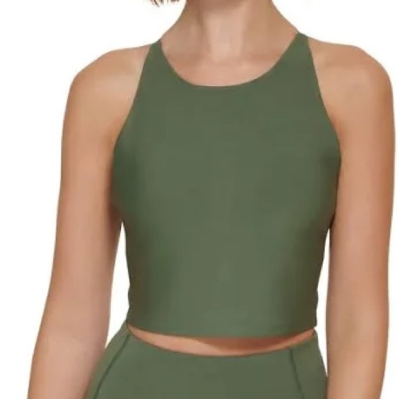 CALVIN KLEIN PERFORMANCE Low-Impact High-Neck Crop Top swimsuit green thyme XXL - Picture 2 of 11